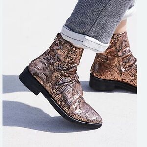 Free People Amarone Boots Womens Size 8 Cowgirl Western Boho Snakeskin Leather